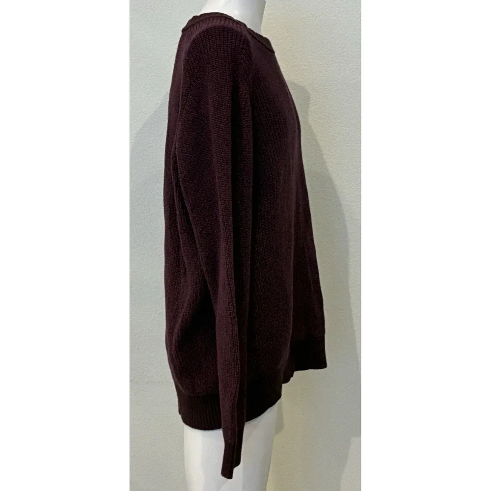 Lands End Drifter Burgundy Blue Marled Ribbed Knit Sweater Mens‎ XL Y2K Heritage